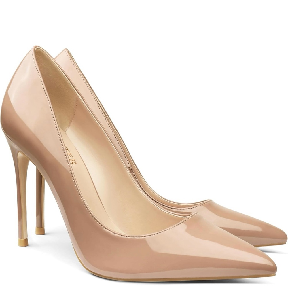 Nude Women's 4 Inch Pumps Pointy Toe Wedding Dress Shoes Slip on Stiletto Pumps